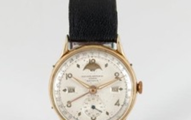 Record Watch & Co. Montre Triple calendrier, Record Watch & Co., Genève. Datofix, en plaqué...