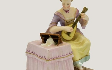 ROYAL VIENNA PORCELAIN GROUP OF A FEMALE MUSICAN