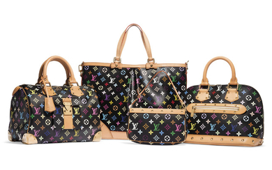 A SET OF FOUR: A LIMITED EDITION BLACK MONOGRAM MULTICOLORE ALMA A LIMITED EDITION BLACK MONOGRAM MULTICOLORE POCHETTE A LIMITED EDITION BLACK MONOGRAM MULTICOLORE SPEEDY 30 A LIMITED EDITION BLACK MONOGRAM MULTICOLORE SHARLEEN GM, LOUIS VUITTON BY...