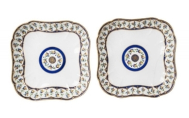 A pair of Sevres square shaped dishes,...