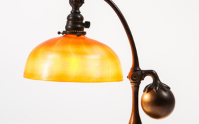 Tiffany Studios Counterbalanced Desk Lamp with Favrile Glass Shade