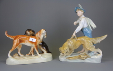 Two Royal Dux figurines, tallest H. 35cm.