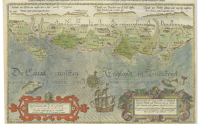 WAGHENAER, Lucas Janszoon (1533-1606). Beschrijvinghe der Zee Custen van Engelandt Tusschen wicht ende Dovern. [Amsterdam: Cornelis Claesz, 1588].