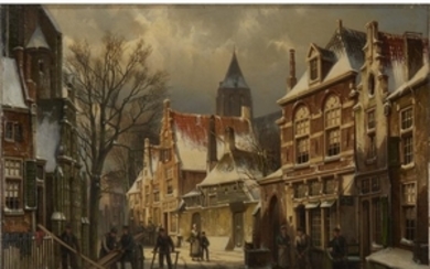 WILLEM KOEKKOEK (dutch 1839-1895) TOWN IN WINTER Signed 'W....