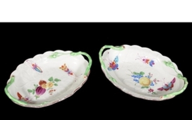 A pair of Worcester shaped oval two-handled ‘Blind Earl’ trays decorated in the workshop of James Giles