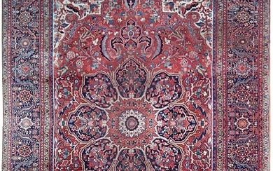 9 x 12 Red Semi-Antique Persian Heriz Rug