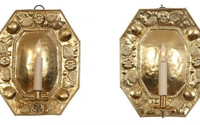 Pair of Continental Brass Sconces