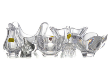Six Sevres, Orrefors, & other crystal bowls, vase