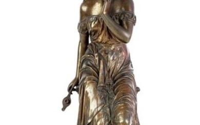 19th C. Bronze Figure of Psyche on Marble Base Signed