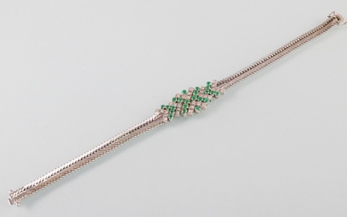 Smaragd Diamantarmband zus. ca. 0,50 ct