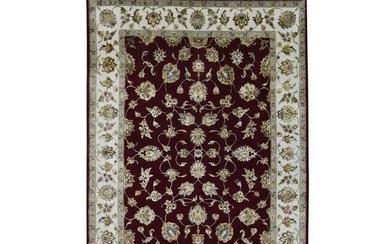 Wool And Silk Rajasthan Hand-Knotted Oriental Rug