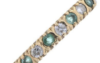 9ct gold emerald & diamond half eternity ring