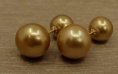 9x12mm Deep Golden South Sea Pearls - 18 kt. Yellow