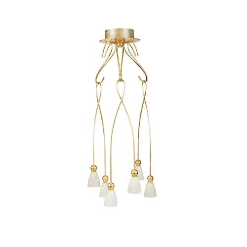 A 1950's gilt metal six light pendant chandelier In the form...