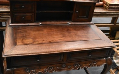 A 19TH CENTURY CHINESE CARVED HARDWOOD DESK Qing. 118 x 92 x 55 cm