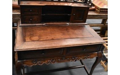 A 19TH CENTURY CHINESE CARVED HARDWOOD DESK Qing. 118 x 92 x...