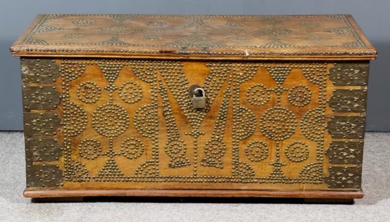 A 19th Century Indian Teak Metal Bound and Brass...