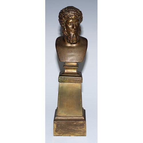 A 19th bronze library desk bust, cast in the Grand Tour tast...