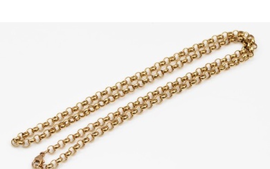 A 9ct gold belcher link chain, 61cm, 22gm.