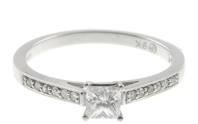 A 9ct gold diamond single-stone ring.Principal diamond weight...