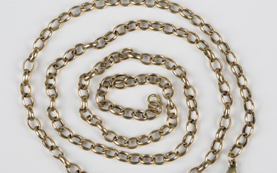 A 9ct gold oval link neckchain on a sprung hook shaped clasp, weight 17.7g, length 62cm.