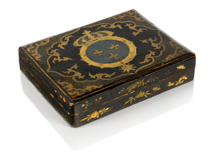 A CHINESE EXPORT LACQUER GAMES BOX, CIRCA 1740