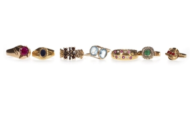 A COLLECTION OF GEM SET RINGS