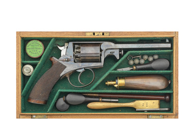 A Cased 54-Bore Beaumont-Adams Patent Double-Action Five-Shot Revolver Retailed By...