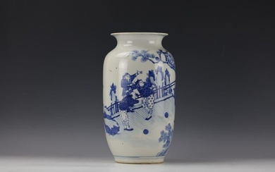 A Chinese Blue and White Figure-storied Porcelain Vase