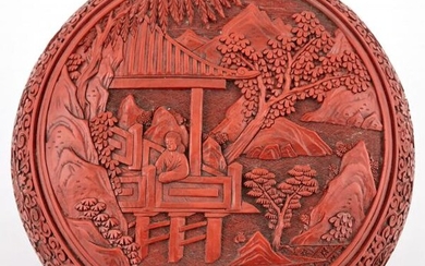A Chinese Cinnabar Lacquer Domed Box and Cover
