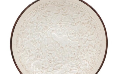 A Chinese Dingyao Style White Glazed Molded Porcelain