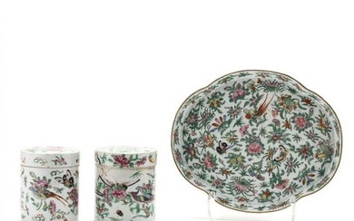 A Chinese Export Porcelain Butterfly Tray and Two