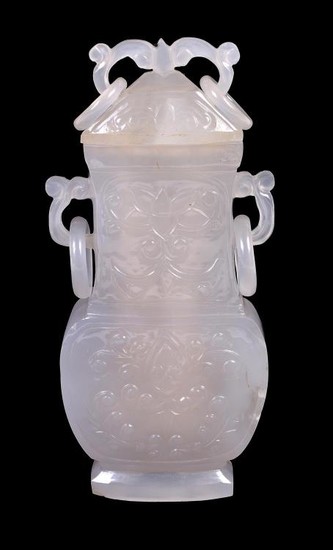 A Chinese agate vase and cover