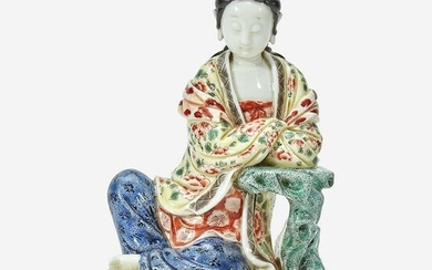 A Chinese enameled Dehua porcelain figure of Guanyin