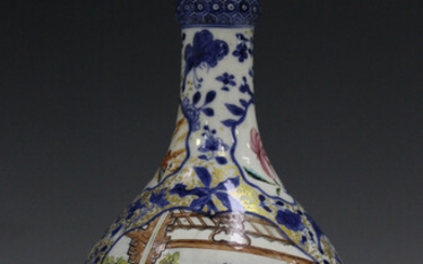 A Chinese famille rose export porcelain guglet, Qianlong period, painted with figural scenes below f