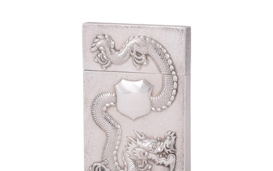 A Chinese silver 'Dragon and Chrysanthemum' card case