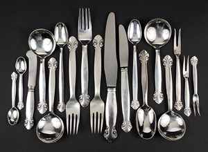 A Collection of Georg Jensen Sterling Silver Flatware.