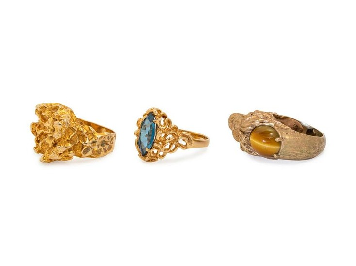A Collection of Yellow Gold Rings