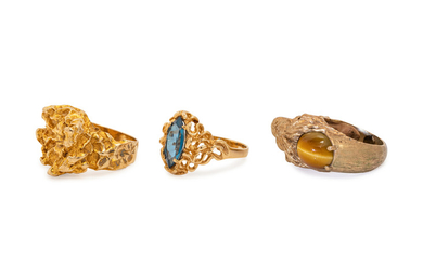 A Collection of Yellow Gold Rings