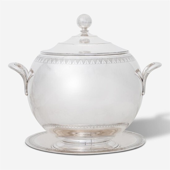 (-), A Danish silver soup tureen, cover and...