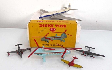 A Dinky 715 Bristol 173 helicopter, boxed and four loose...