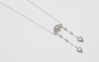 A French Belle Epoque platinum and diamond collier negligé.
