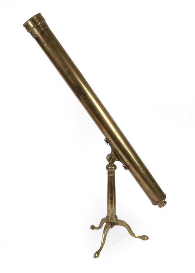 A French Brass Single-Draw Refracting Telescope, 19th century, with 2¾...