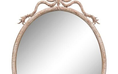 A French Cerused Wood "Rope" Mirror Height 44 x width