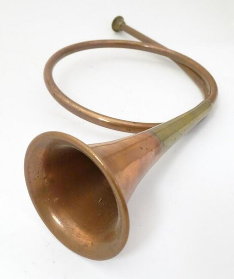 A French Cor de Chasse Hunting horn, of copper and