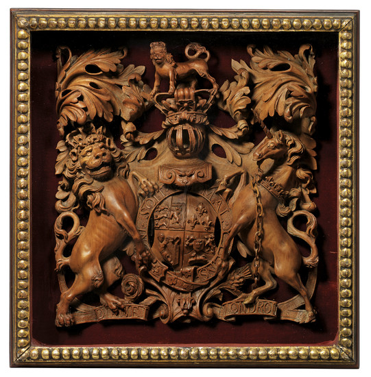 A GEORGE III PEARWOOD CARVING OF THE ROYAL HANOVERIAN COAT-OF-ARMS, LATE 18TH CENTURY, ATTRIBUTED TO THOMAS AND GEORGE SEDDON