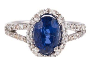A GIA 3.07 ct Sapphire & Diamond Ring in 18K