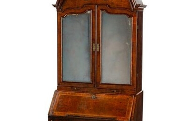 A George II Crossbanded Walnut Secretary Bookcase