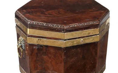 A George III brass bound octagonal mahogany wine cooler