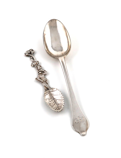 A George III silver naturalistic spoon